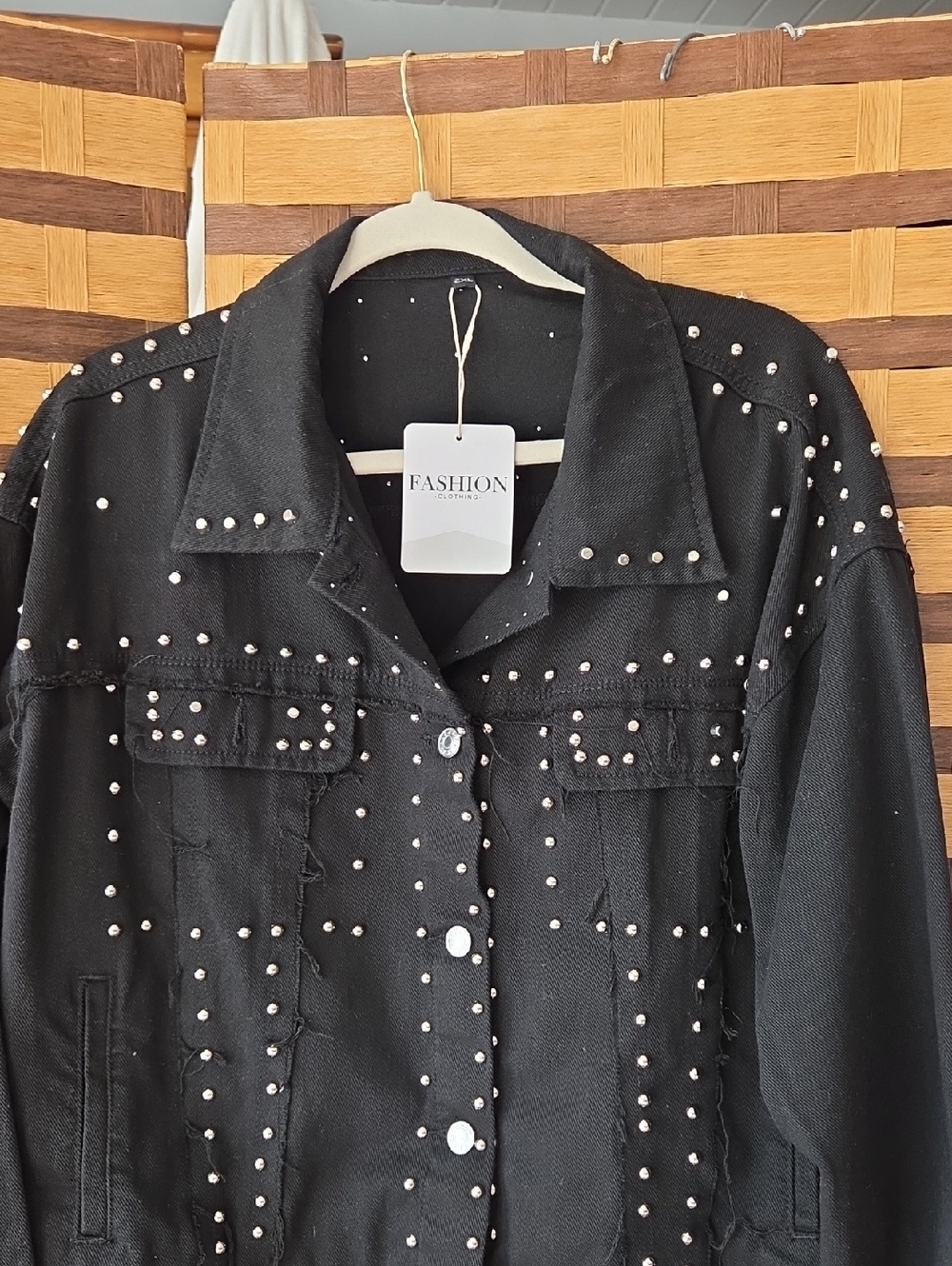 Black Studded Denim Jacket - Picture 2 of 9